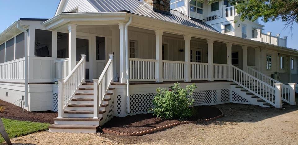 Completed front porch at Patriot Point